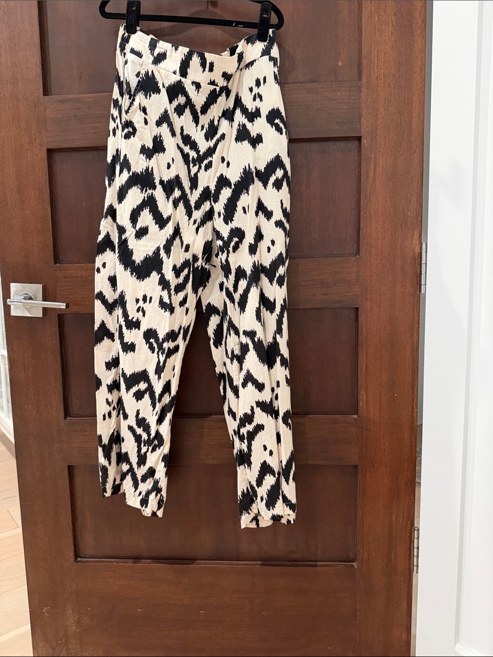 Rachel Zoe Black and Cream Printed Wide Leg Pants
